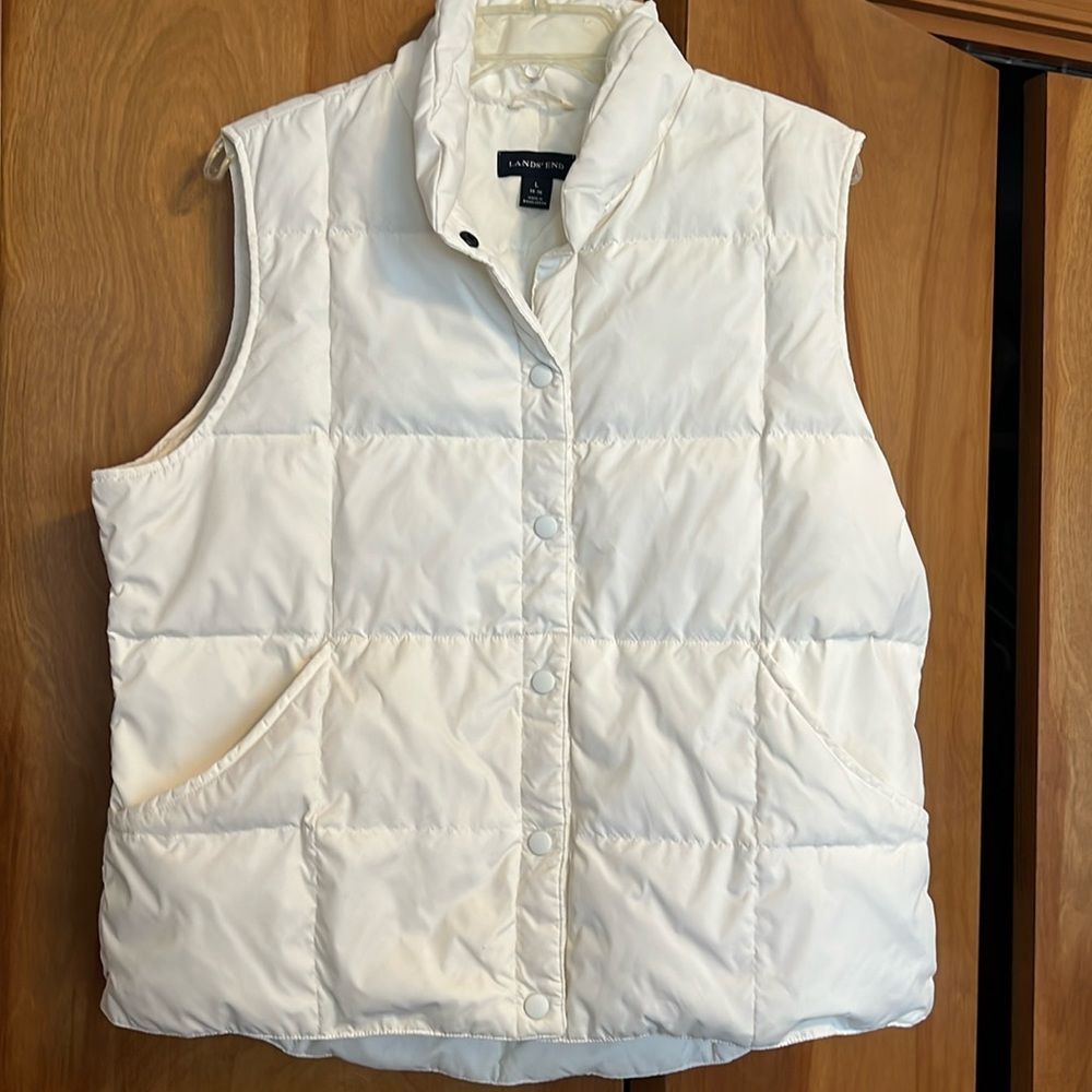 Lands’ End Women's Goose down Puffer Vest White Large